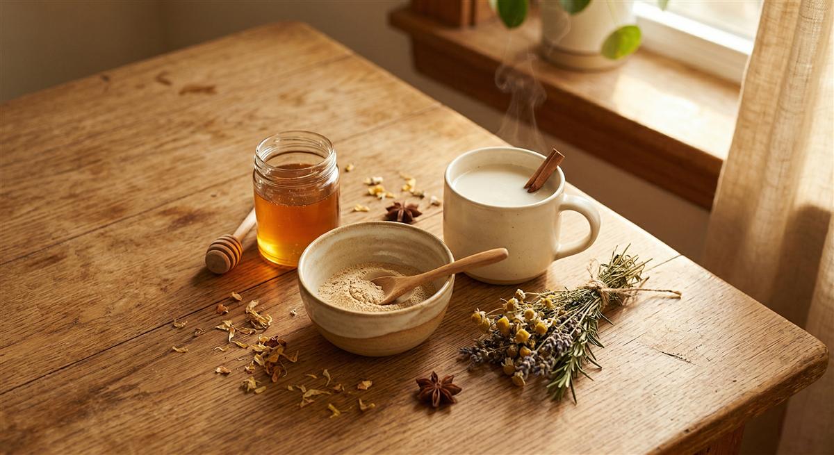 Ashwagandha Pulver mit Honig und Milch