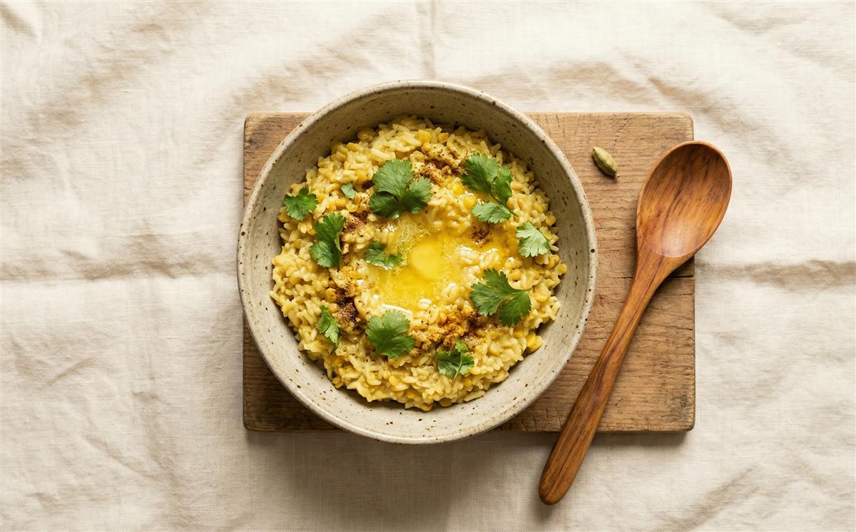 Kitchari mit Ghee und Koriander