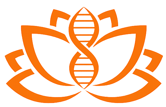 House of Wellbeing Logo – Lotus mit DNA