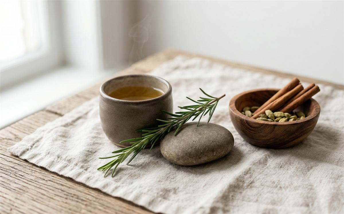Kräutertee und Gewürze für Vata-Balance